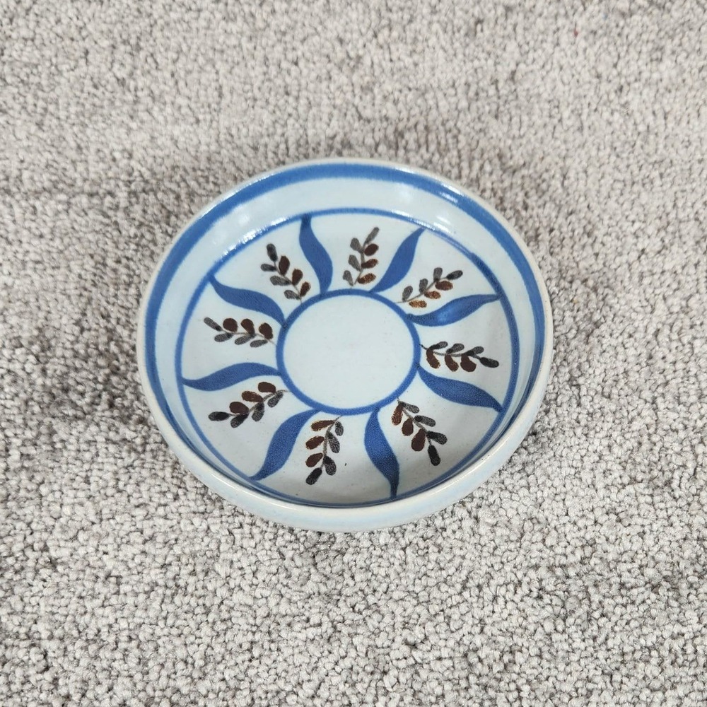 Buchan Portobello Scotland Stoneware Blue Floral Trinket Dish‎ 4"